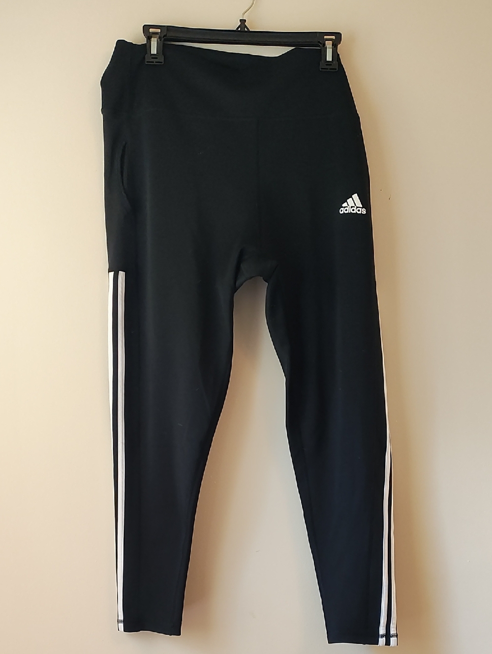 adidas Black Leggings with White Side Stripes